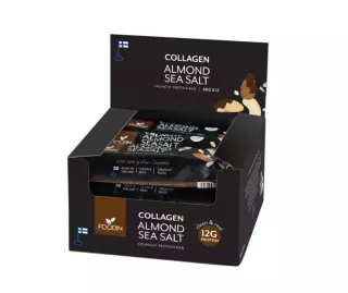12 kpl Foodin Collagen Protein Bar, 50 g, Almond Sea Salt