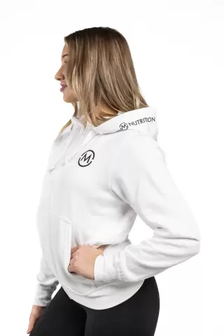 M-Nutrition Unisex Zip Hoodie, Valkoinen