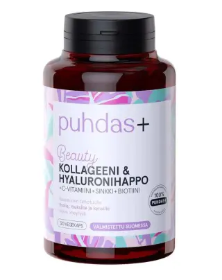 Puhdas+ Beauty Kollageeni & Hyaluronihappo + C-vitamiini, 120 kaps.