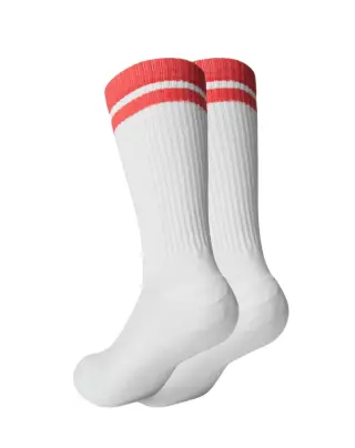 ICIW Training Striped Socks 2-Pack, White/Dark Pink Peach