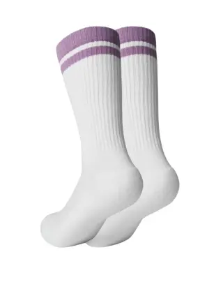 ICIW Training Striped Socks 2-Pack, White/Lavender