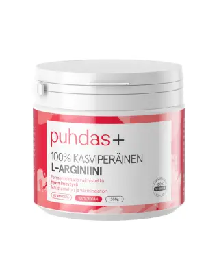 Puhdas+ 100 % Kasviperäinen L-Arginiini, 200 g