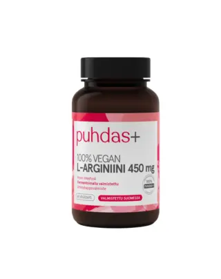 Puhdas+ 100 % Kasviperäinen L-Arginiini 450 mg, 60 kaps.