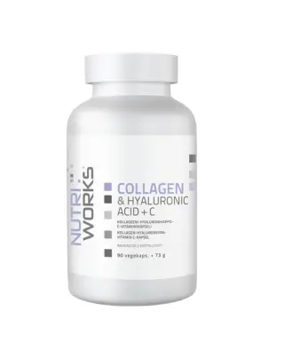 Nutri Works Collagen & Hyaluronic Acid + C, 90 kaps.