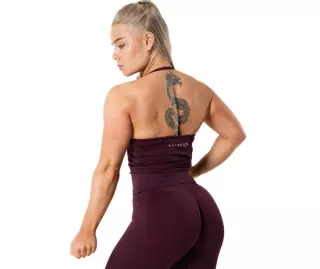 Relode Aura Seamless Halterneck Top, Fig Red