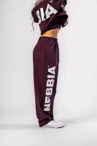 NEBBIA Loose-Fit Baggy Pants Boyfriend Style 432, Dark Red