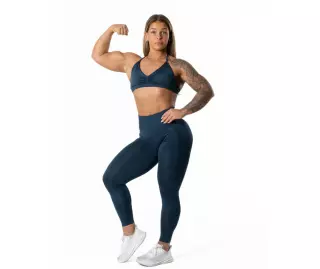Relode Hybrid Seamless Halterneck Sports Bra, Dark Navy