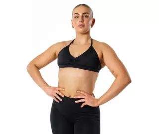 Relode Hybrid Seamless Halterneck Sports Bra, Jet Black