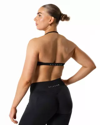 Relode Hybrid Seamless Halterneck Sports Bra, Jet Black