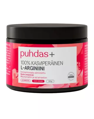 Puhdas+ 100 % Kasviperäinen L-Arginiini, 200 g