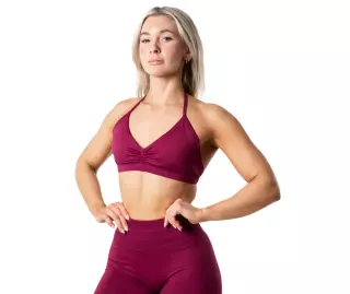 Relode Hybrid Seamless Halterneck Sports Bra, Red Plum
