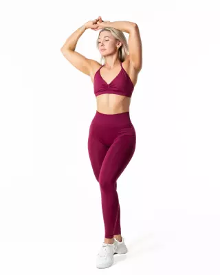 Relode Hybrid Seamless Halterneck Sports Bra, Red Plum