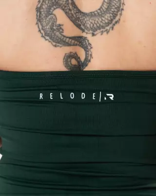 Relode Aura Seamless Halterneck Top, Dark Green