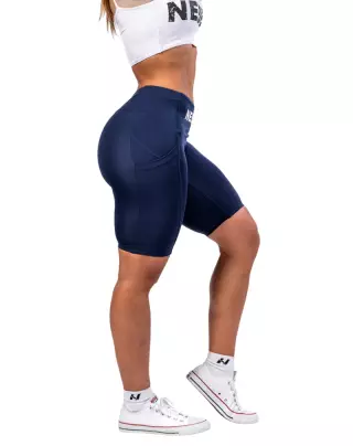 NEBBIA 628 High Waisted Biker Shorts 10" Gym Therapy, Dark Blue