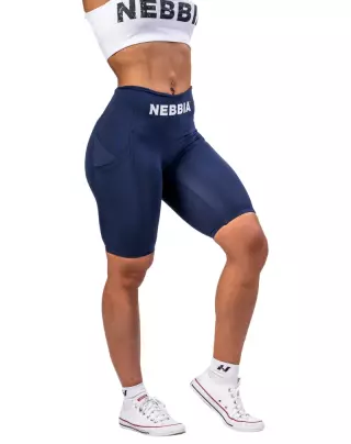 NEBBIA 628 High Waisted Biker Shorts 10" Gym Therapy, Dark Blue