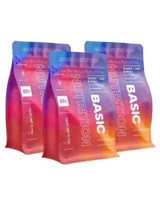 Big Buy: 3 kpl Basic Nutrition Gainer - Oat & Whey (3 kg) (Poistotuote)