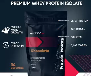 Evotion Pro Whey Protein Isolate, 1020 g, Chocolate (Tarjouserä!)