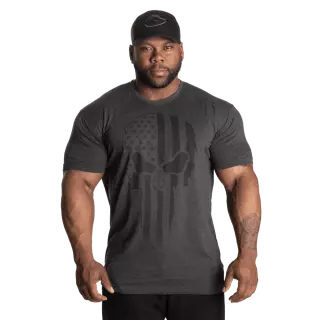 GASP Skull Standard Tee, Dark Grey Melange