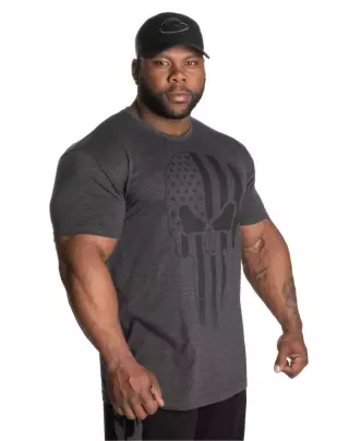 GASP Skull Standard Tee, Dark Grey Melange