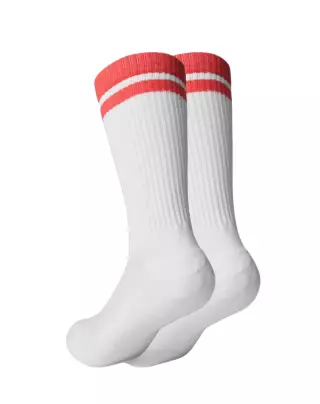 ICIW Training Striped Socks 2-Pack, White/Dark Pink Peach