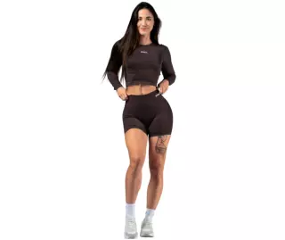 NEBBIA Push-Up Short Leggings with High Waist Power 893, Dark Brown