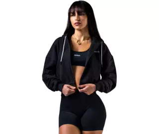 NEBBIA Black Zip-Up Hoodie POWER 895, Black
