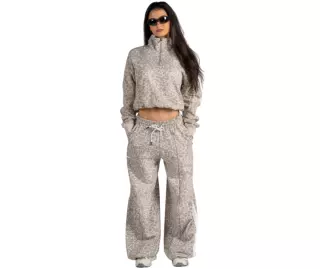 NEBBIA Half-Zip Leopard Sweatshirt PRIMAL 866, Cream Leopard