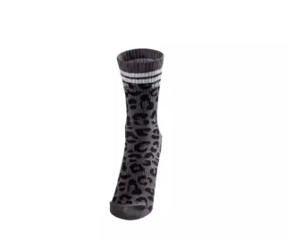 NEBBIA Leopard Crew Socks PRIMAL 106, Black Leopard
