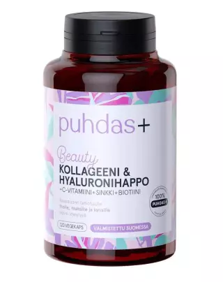 Puhdas+ Beauty Kollageeni & Hyaluronihappo + C-vitamiini, 120 kaps.