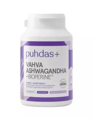 Puhdas+ Vahva Ashwagandha + Bioperine®, 120 kaps.