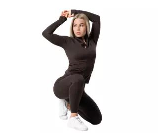 Relode Aura Seamless Zip Longsleeve, Espresso Brown