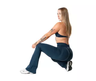 Relode Hybrid Seamless Scrunch Flared Leggings, Dark Navy