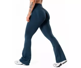 Relode Hybrid Seamless Scrunch Flared Leggings, Dark Navy