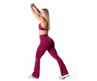 Relode Hybrid Seamless Scrunch Flared Leggings, Red Plum