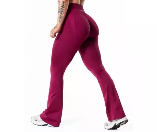 Relode Hybrid Seamless Scrunch Flared Leggings, Red Plum
